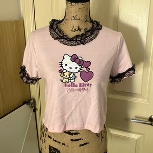 NGO new girl order Sanrio hello kitty crop top lace frill trim Kawaii L XL 12